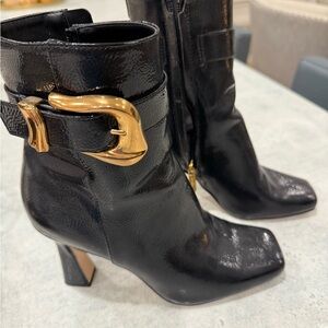 Circus by Sam Edelman Black Heeled Boots with Gold Accent